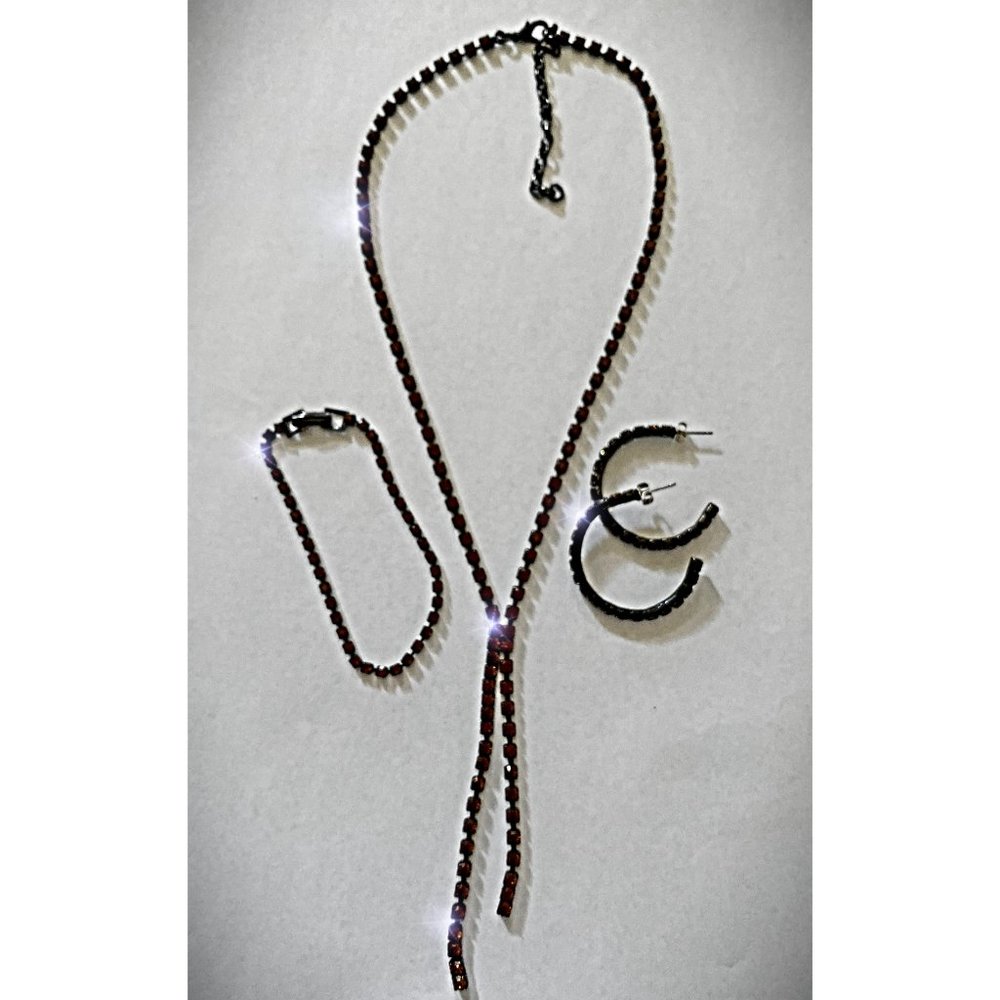 3 Piece Amber Crystal Jewelry Set